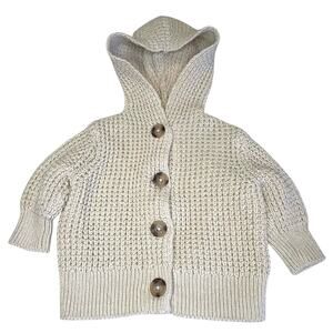 Old Navy Textured Cardigan Sweater Hoodie Girls/Boys 0-3M Cream Cotton